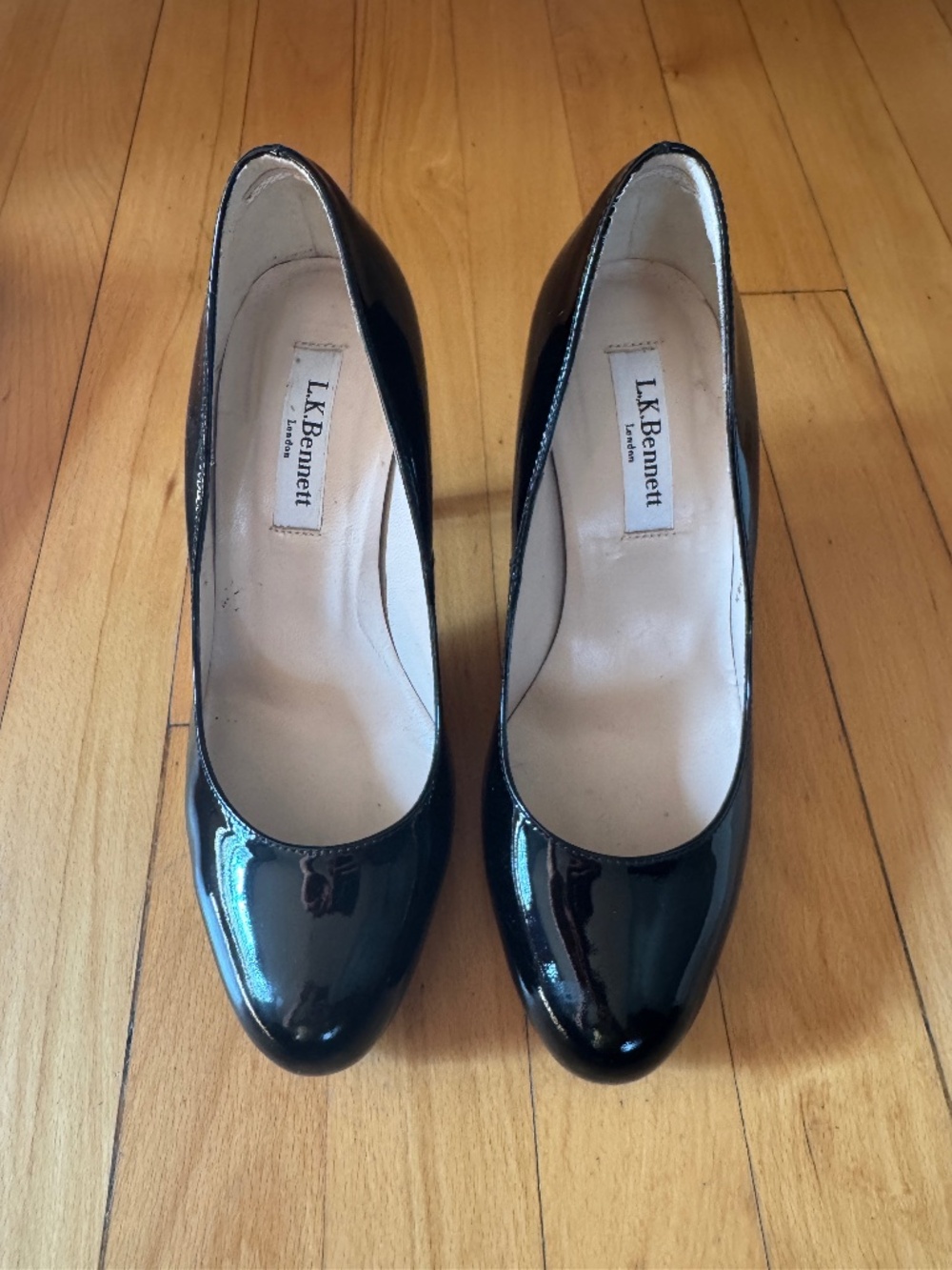 L.K. Bennett Sledge Pump Black Patent Size 37